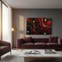 ChaudArt Glamorous Red and Black Marble with Gold Accents Wall Decor for Luxe Lounge Evoking Opulent Elegance, 36"L x 24"W