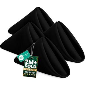 Utopia Home [24 Pack, Black] Cloth Napkins 20x20 Inches, 100% Polyester Hemmed Edges, Washable and Reusable Ideal for Parties, Weddings and Dinners