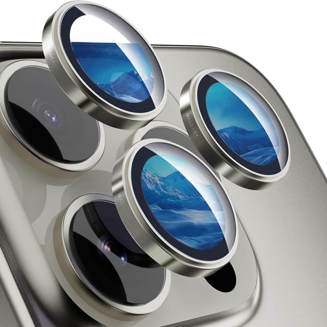 MAGEASY Sapphire Lens Protector for iPhone 16 Pro 6.3" & iPhone 16 Pro Max 6.9" (3 Lens) - Titanium | Lenz