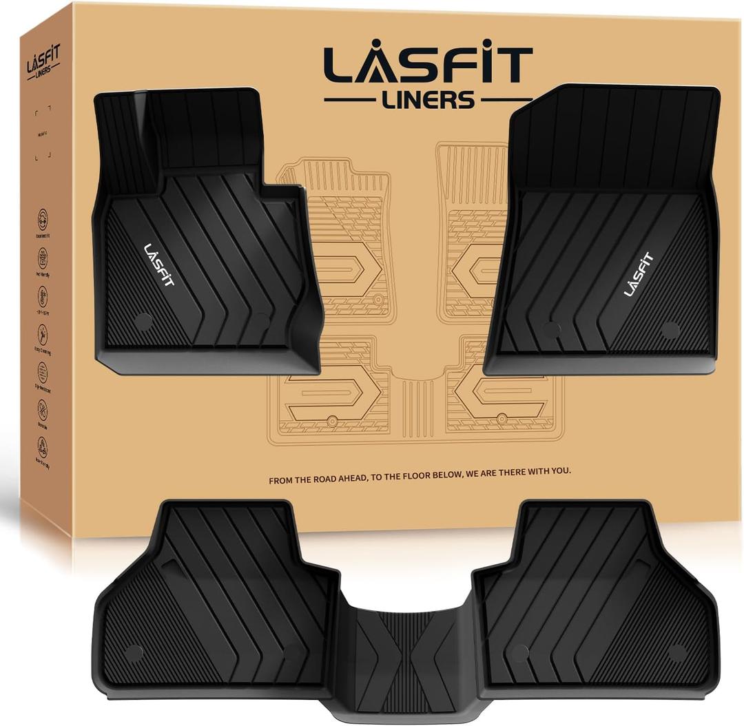 LASFIT Floor Mats Fit for BMW X3 2011-2017 & BMW X4 2015-2018 xDrive28i, xDrive28d, xDrive35i, M40i, Custom Fit TPE All Weather Waterproof Floor Liners Front & Rear Rows Car Mat, Black