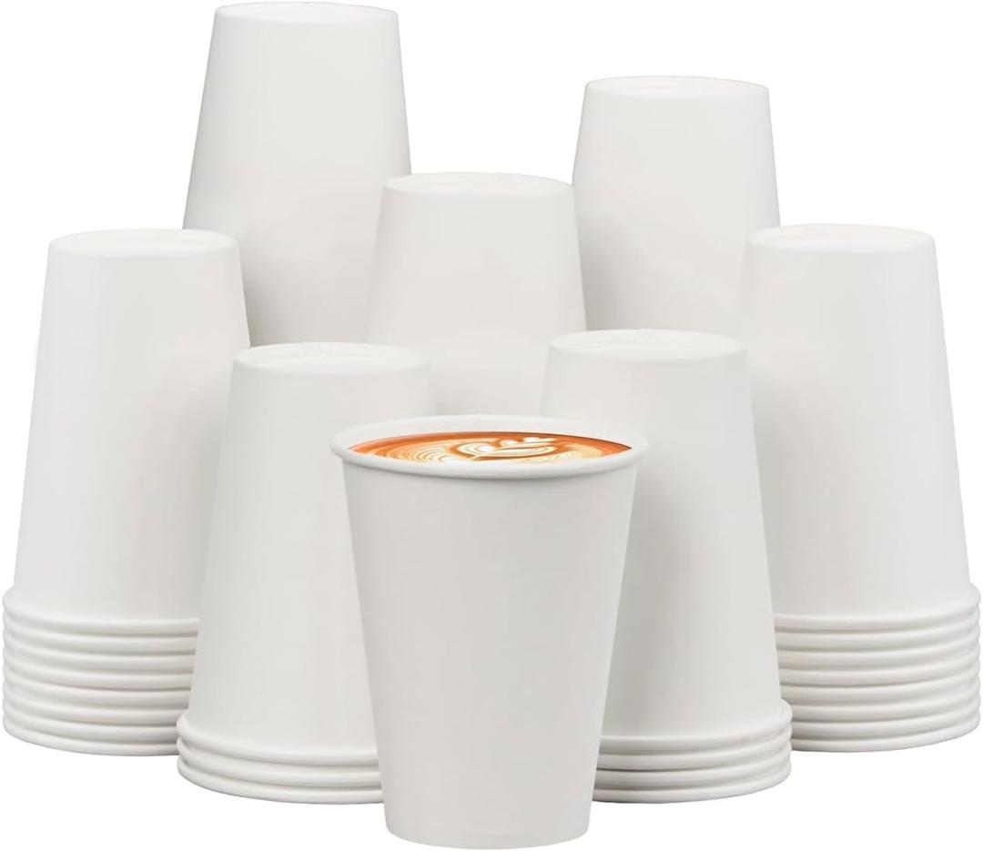 Coffee Cups 12 oz 300 Pack, 12 oz Paper Cups, Hot Beverage Drinking Cups, White Paper Hot Disposable Coffee Cups, Suitable for Party, Picnic, Travel, and Events