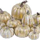 winemana 12 Pcs Thanksgiving Pumpkin Decorations, Assorted Sizes Artificial Foam Golden Pumpkins Fall Autumn Decor for Harvest Table Home Indoor Outdoor