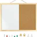GDMINLO 16.5 x12.6 Inches Dry Erase Cork Bulletin Combination Board, Notice Memo Wall Mounted Vision for Home, School and Office(Pins, Eye Bolts, gaskets, Screws)
