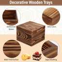 Barydat 3 Pcs Vintage Brown Wood Cake Stand Rustic Wooden Display Risers for Party Display Square Stackable Display Box for Dessert Appetizer Storage Organizer Engagement Reception Wedding Party
