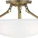 Livex Lighting 4273-01 Oasis 3-Light Ceiling Mount, Antique Brass, 16"L x 16"W x 8"H