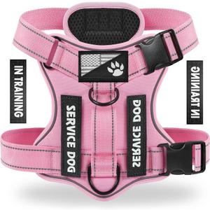 Service Dog Harness, Reflective Dog Vest Harness with 5 PCS Patches, Adjustable Soft Oxford Pet Harness, Inner Layer Mesh, Easy to Control for Small Medium Large Dogs, Small (Pack of 1)