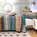 WONGS BEDDING Boho Queen Quilt Set, Green and Brown Bohemian Queen Quilt Bedding Set, Lightweight Microfiber Bed Decor Bedspread for All Season 96"x90"(3 Pieces)