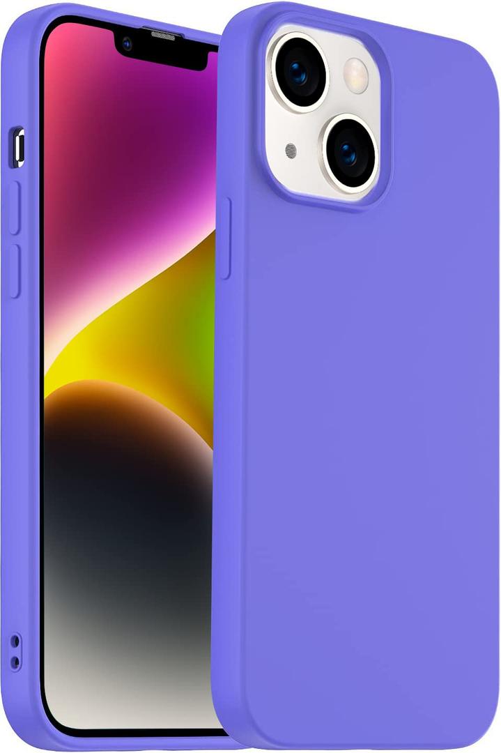 Amytor Designed for iPhone 14 Plus Case, Silicone Ultra Slim Shockproof Phone Case with Soft Anti-Scratch Microfiber Lining, [Enhanced Camera Protection] 6.7 inch (Purple)