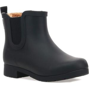 Chooka Womens Waterproof Chelsea Bootie Plush Lined, Slip-On Rain Ankle Boots (Size 8 , Black)