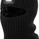 Kids Balaclava Knitted Warmer Windproof Hat Full Ski Face Mask Winter Warm Skull Cap with Light Boys Girls (Black)