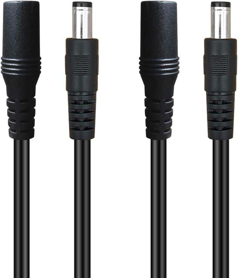 SIOCEN 2-Pack 3ft DC Extension Cable 5.5mm x 2.1mm Male to Female Power Cord for CCTV Security Surveillance Indoor IP Camera Dvr Standalone LED Strip,Car,12v DC Power Supply Plug Adapter