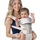 Baby Carrier with Hip Seat, BeBeBus 2-in-1 Ergonomic Newborn to Toddler Carrier up to 44 lbs, Detachable Hands-Free for Infant, All Season Forward-Facing Carry, Fits Waist Sizes up to 38 inch (White)