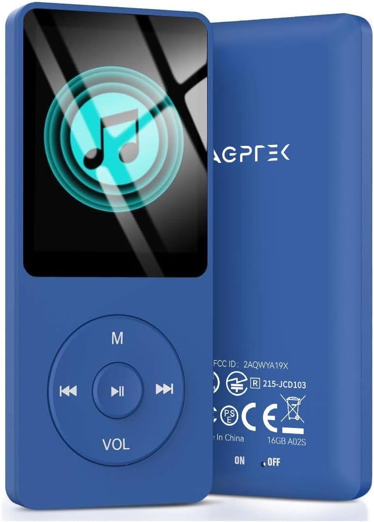AGPTEK A02S 16GB MP3 Player, 70 Hours Playback Lossless Sound Music Player, Supports up to 128GB, Dark Blue AGPTEK A02S 16GB MP3 Player, 70 Hours Playback Lossless Sound Music Player, Supports up to 128GB, Dark Blue