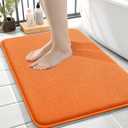 OLANLY Thick Memory Foam Small Bathroom Rugs 24x16, Extra Soft Absorbent Bath Rug, Quick Dry Bath Mats, Non-Slip, Machine Washable Carpet for Bathroom, Tub and Shower, Home Decor Accessories, Orange
