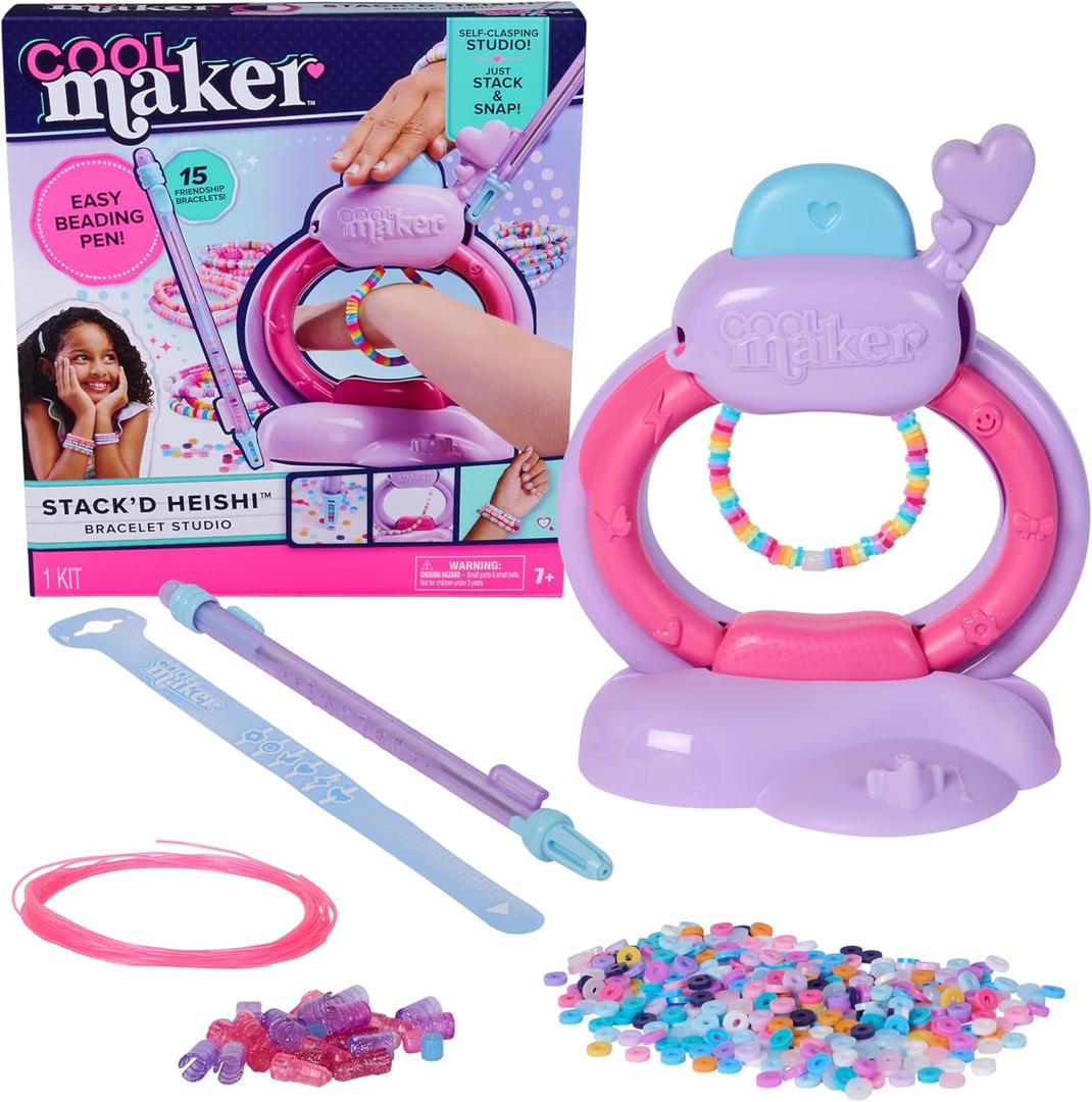 Cool Maker Stack'd Heishi Studio Bracelet Making Kit with Easy Beading Pen & Over 1200 Beads, Makes 15 Bracelets, Arts and Crafts Toys for Girls Ages 7 and Up