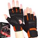 Workout Gloves - Orange, Silicone, Ambidextrous, Pull-On, Unisex Adult, Exercise and Fitness, Training, Gym Gloves with Enhanced Grip, Wrist Support & Palm Protection