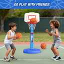 HYES Toddler Basketball Hoop, Adjustable Height Indoor Basketball Hoop for Kids 1-3, Foldable Mini Basketball Goal with 3 Balls, Outdoor Poolside Sport Toy, Birthday for Baby Boys Girls