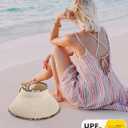 Sun Visor Hat for Women, Wide Brim Straw Summer UV Protection Hat, Foldable Roll-up Packable Beach Cap (Beige)