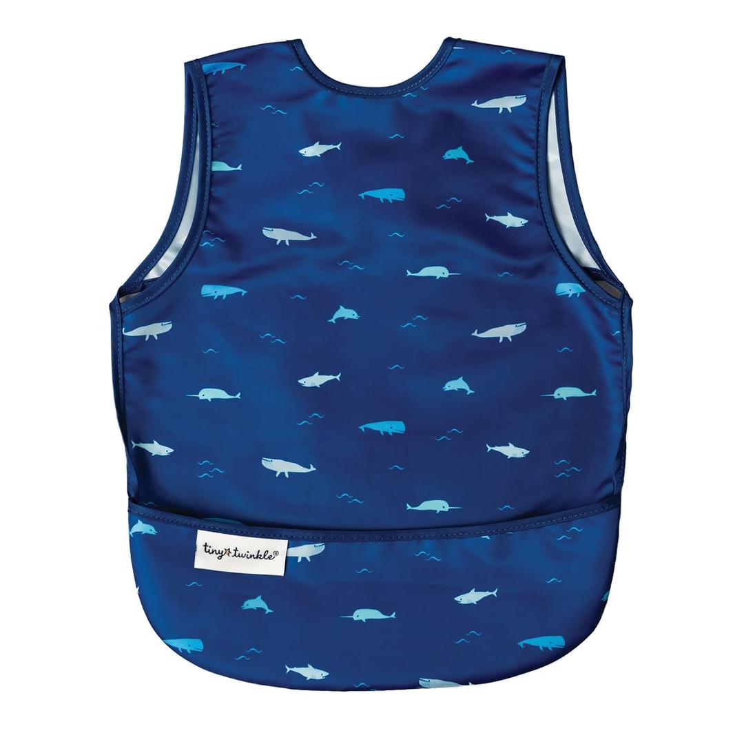 Tiny Twinkle Mess Proof Baby Bib for Boys | Waterproof Toddler Bib for Eating | Baby Apron for Feeding, Machine Washable | Perfect Shower Gift (Ocean Life, 2-4Y)