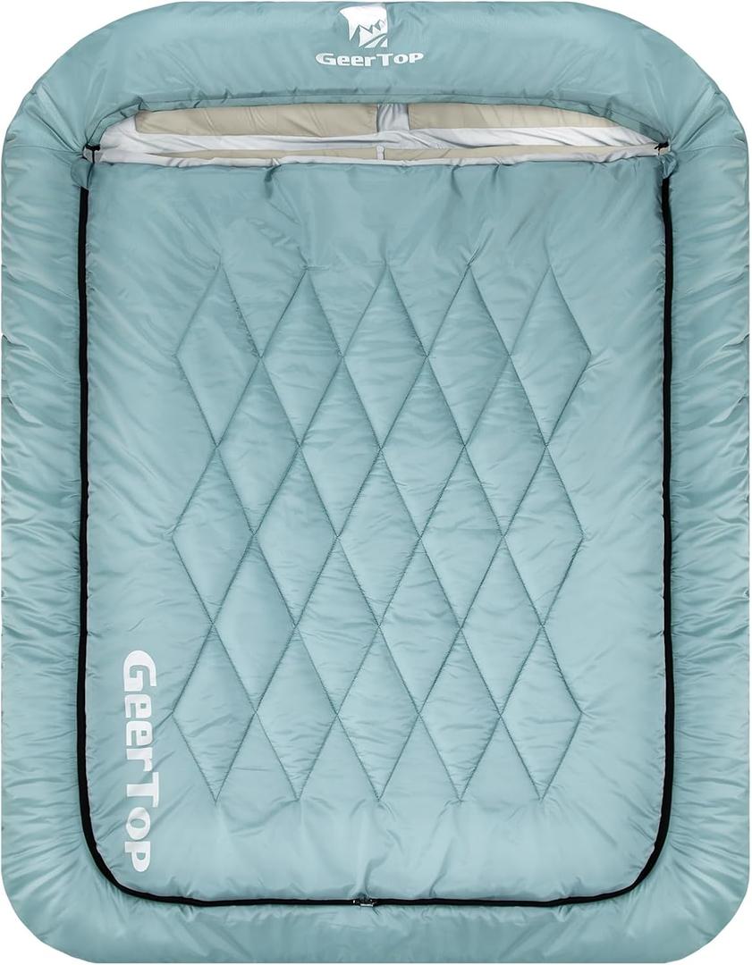 GEERTOP Double Camping Sleeping Bag with Blanket Queen Size Two Person Sleeping Bag for Adults Couples or Family Outdoor Backpacking Travel