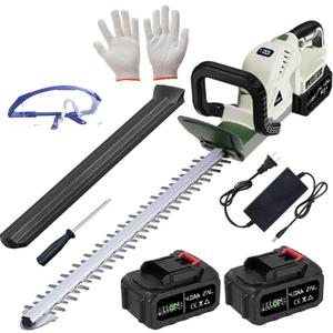 20'' Hedge Trimmer Cordless, 2 x 4.0Ah Electric Brushless Handheld Bush Clipper with Battery and Fast Charger, Power Digital Display Grass Shrub Trimmer Rotatable Head, Lightweight & 2/3" Blade Gap