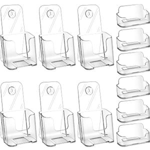 Zavekia Acrylic Brochure Organizer. 4 Inch Wide, Clear Countertop & Wall Mount Literature Holder (6 Pack)