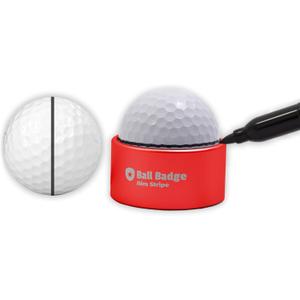 Ball Badge Aim Stripe - 360 Degree Golf Ball Line Marker Kit with Golf Bag Attachment for Perfect Alignment and Precision Putting (Red)