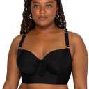 Smart & Sexy Women's Swimwear Underwire Bikini Top – Lightly Lined for Comfort and Shape Size 34DDD, Black Hue