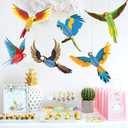 9 x 6 Pieces Tropical Birds Honeycomb Paper Cutouts Hanging Parrot Hawaiian Luau Tropical Party Decorations for Summer Beach Jungle Safari Rainforest Theme Birthday Party Home Classroom Decor Supplies