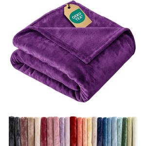 Ultra Soft Fleece Blanket Queen Size - Flannel Fleece Luxury Queen Blanket - Lightweight for Couch Bed Chair - Thick, Warm & Breathable - All Season Cozy Fuzzy, Anti-Static Microplush Bedding, Purple