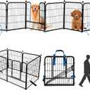 Metal Dog Playpen,Dog Fence Exercise Pen with Doors and Foot Support, 149W24H 6 Panels Puppy Play Pen, Portable Dogs Playpen Crate Cage for Outdoor, Indoor, RV, Camping, Yard