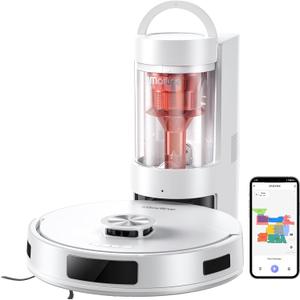Robot Vacuum and Mop Combo 18000Pa Suction, Robotic Vacuum with Bagless Self-Emptying Station, LiDAR Navigation, Ideal for Pet Hair, Carpet & Hard Floor, Compatible with App/Alexa/Voice Control-Red