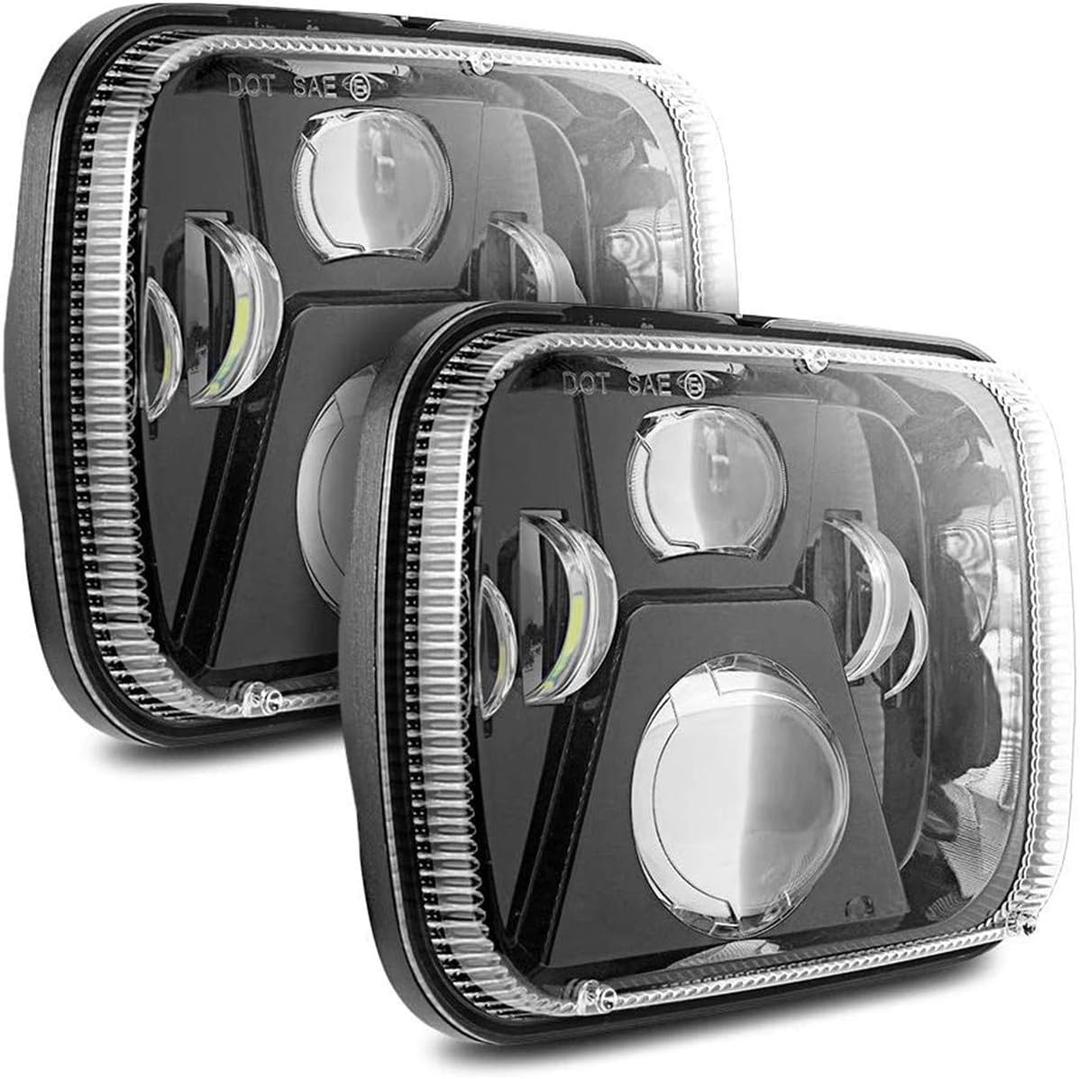 Auxbeam 5x7 7x6 Inch Led Headlights with High Low Beam DOT Approved H6054 6054 Led Rectangular Headlight for Jeep Wrangler YJ Cherokee XJ GMC Replacement H5054 H6054LL 69822 6052 6053 (Black)