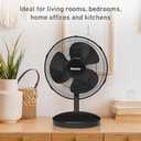 HOLMES 12" Table Fan, 75 Oscillation, 3 Speeds, 15 Adjustable Head Tilt, Ideal for Home, Bedroom or Office, Black