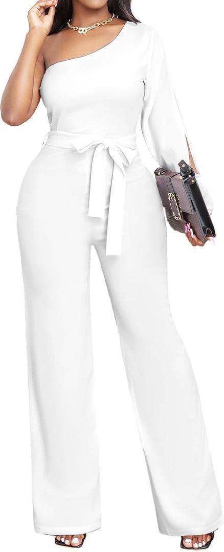 sexycherry Formal Jumpsuit for Women Dressy Elegant Long Straight Pants Jumpsuits for Party Club with Zipper