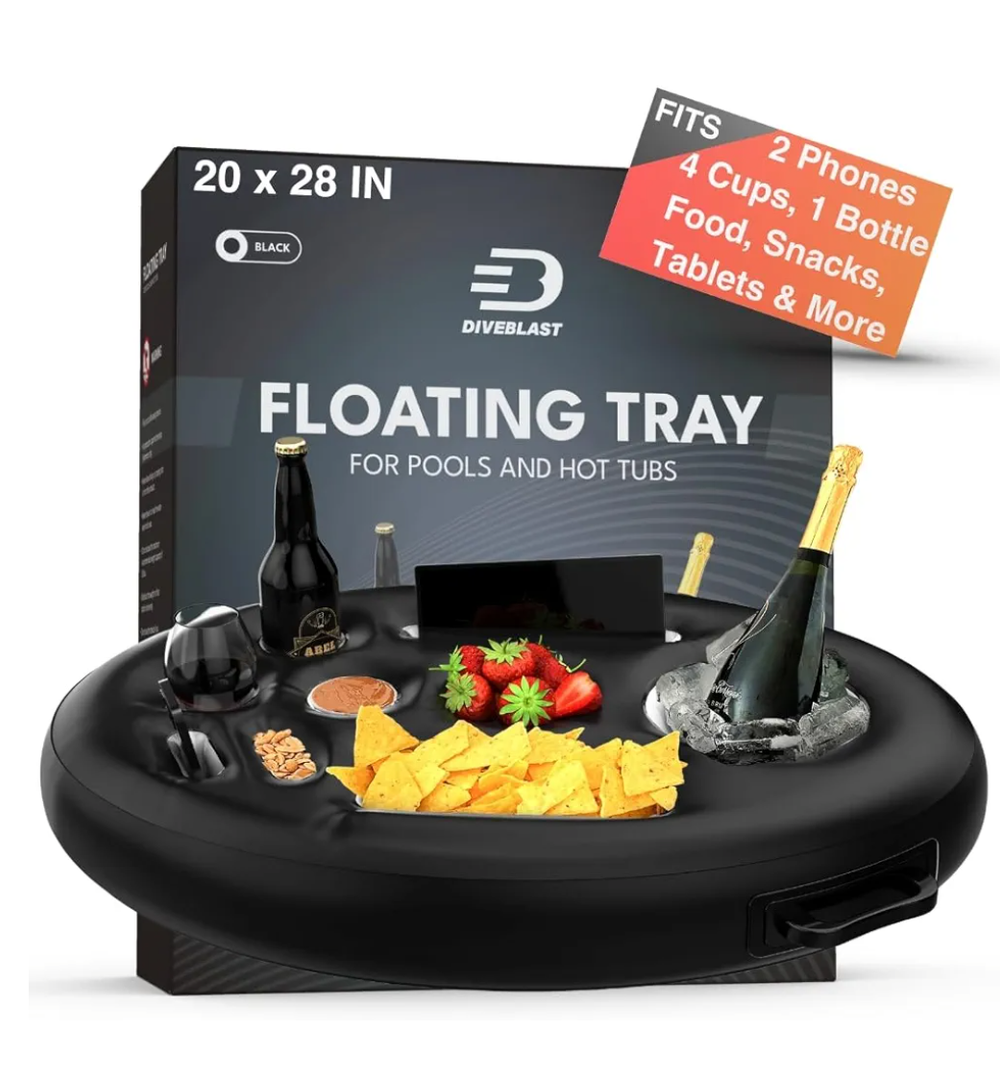 Premium Floating Drink Holder for Pool, Hot Tub Accessories for Adults - Holds Up to 50 LBS - Fun Swimming Pool Accessories for Adults, Cool and Unique Drink Floaties Size -28"x20"