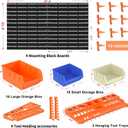 52PCS Wall Mounted Storage Bins Garage Storage Drawers with 4PCS Wall Mounting Peg Boards Workshop Parts Rack Container Tool Organizer Easy Access Compartments for Hardware Crafts Office Supplies