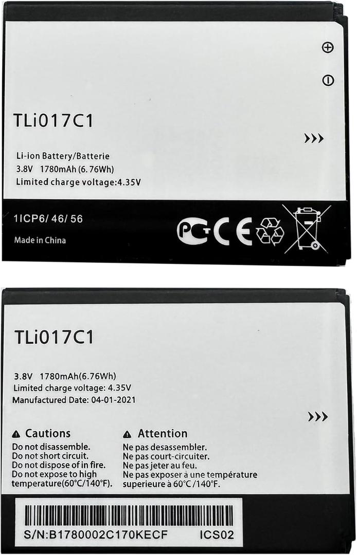 TLI017C1 Battery for Tracfone TCL Flip 2,Greatcall Red Graphite Jitterbug Flip Phone,Rechargeable 0 Cycle Battery Compatible with Alcatel Greatcall Red Graphite Jitterbug Flip Phone