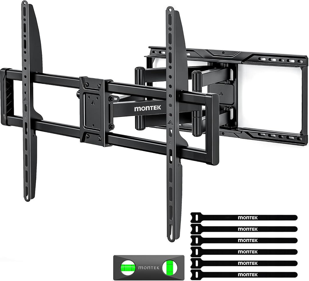 MonTEK Heavy-Duty Full Motion TV Wall Mount Bracket for 50100 TVs up to 200 lbs 4X Load Tested, Dual Arm Extension to 25.1, Tool-Free Tilt/Swivel/Level, Max VESA 900600, Fits 12/16/18/24" Studs
