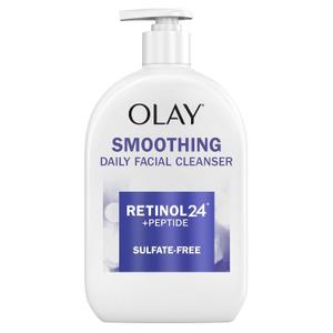 Olay Face Wash, Daily Facial Cleanser with Retinol, Peptides & Glycerin - Smoothing, Noursihes Skin Surface, Hydrates while Cleansing - Sulfate-Free, Paraben-Free, 16 Oz