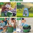 Portable Camping Toilet, Folding Toilet for Adults with Lid and Retractable Toilet Paper Holder, Waterproof Porta Potty with Carry Bag and Disposible Liners for Hiking, RV Travel, Road Trips, Green