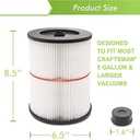 Replacement Cartridge Filter for Shop Vac Craftsman 9-17816 Filter for Craftsman 17816 Vacuum Filter General Purpose Wet Dry Air Filter for 5 & Larger Gallon Vacuum Cleaner 2 Packs