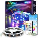 phopollo RGB Smart LED Strip Lights, 16.4ft LED Lights for Bedroom, Bluetooth APP Control, DIY Multiple Colors on One Line, Color Changing LED Strip Lighting Music Sync, USB Powered