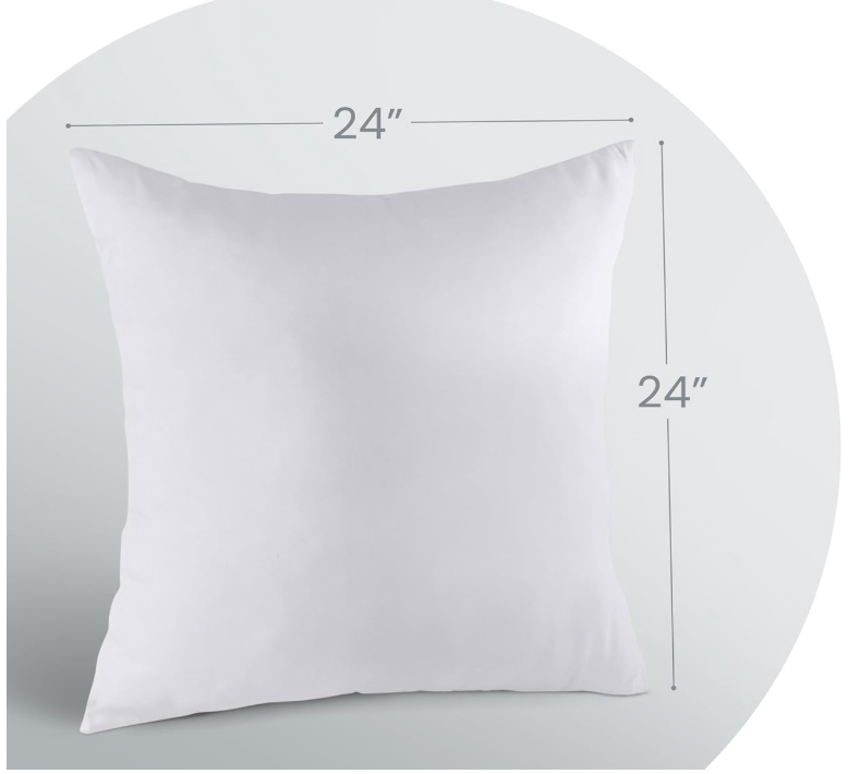 24x24 Pillow Inserts, Set of 2, White – Indoor Decorative Throw Pillows for Bed, Sofa & Couch – Soft, Supportive & Fluffy Cushion