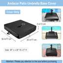 Patio Umbrella Base Cover for Beach Umbrella Stand Base, Outdoor Umbrella Stand Cover Square Waterproof Umbrella Covers Pooliside Dustproof, Covers Only - 30"L×30"W×5"H, Black