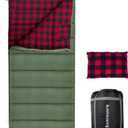 0 Degree Sleeping Bag Cotton Flannel Winter Cold Weather for Adults XXL Sleeping Bag 4 Season Big and Tall with Pillow Compression Sack (OLIVE)