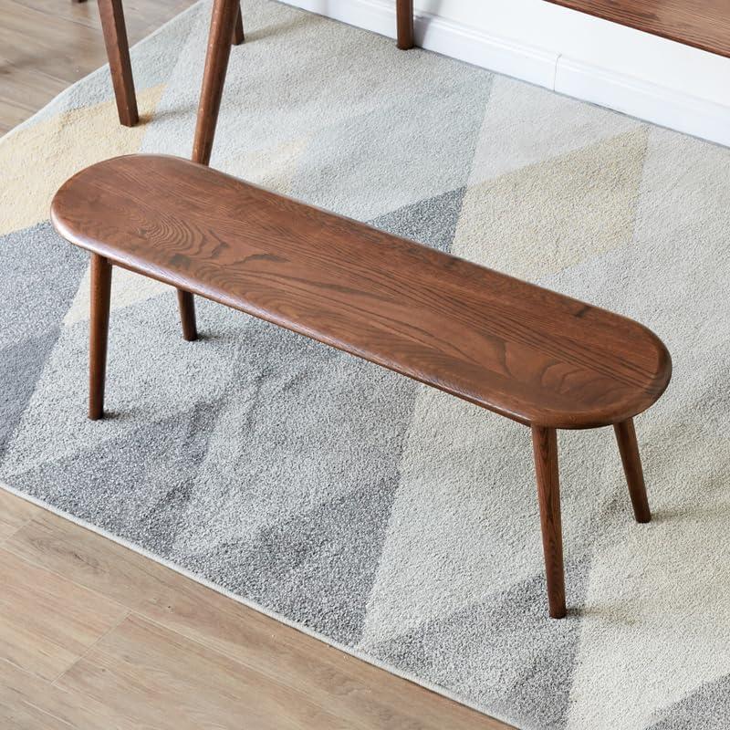 100% Solid Oak Indoor Dining Bench, Wood Bench for End of Bed with Safety Rounded Corners, Entryway Benches for Farmhouse, Kitchen, Living Room(Walnut,12" L x 39.5" W x 16.2" H)