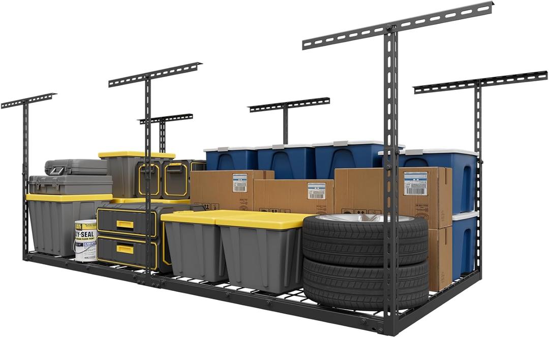 3X6FT Overhead Garage Storage Rack, 26"-40" Height Adjustable Garage Ceiling Storage Racks, Heavy Duty Metal Overhead Storage Organizer System, 450LBS Weight Capacity