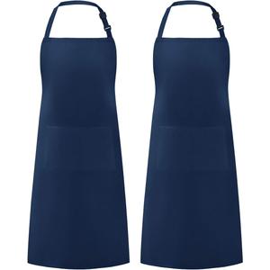 Syntus Adjustable Bib Apron with 2 Pockets Cooking Kitchen Aprons for Women Men Chef (Blue Dark)