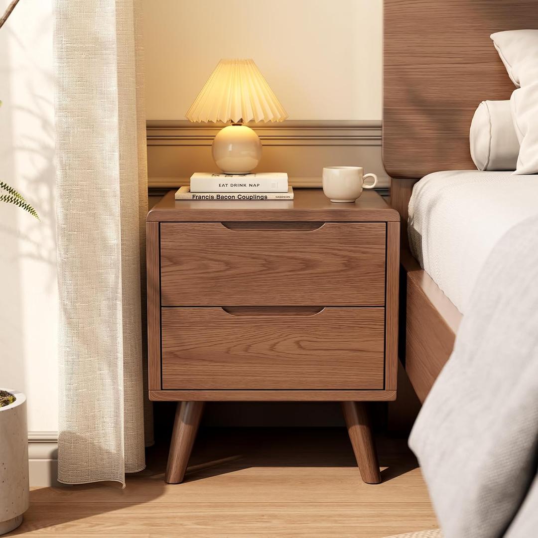 Solid Wood Nightstand Walnut Night Stand with Drawers Mid Century Modern Nightstand with Storage,Wood Night Stand,Small Bedside Table for Bedroom,Living Room,Office,Walnut Bedside Table Solid Wood Nightstand Walnut Night Stand with Drawers Mid Century Modern Nightstand with Storage,Wood Night Stand,Small Bedside Table for Bedroom,Living Room,Office,Walnut Bedside Table